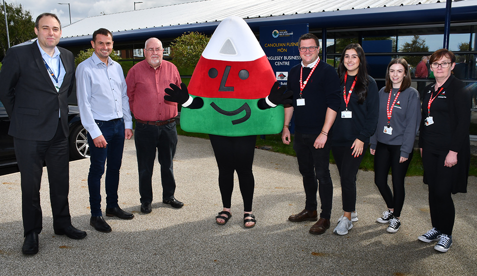 Council staff with the Urdd mascot